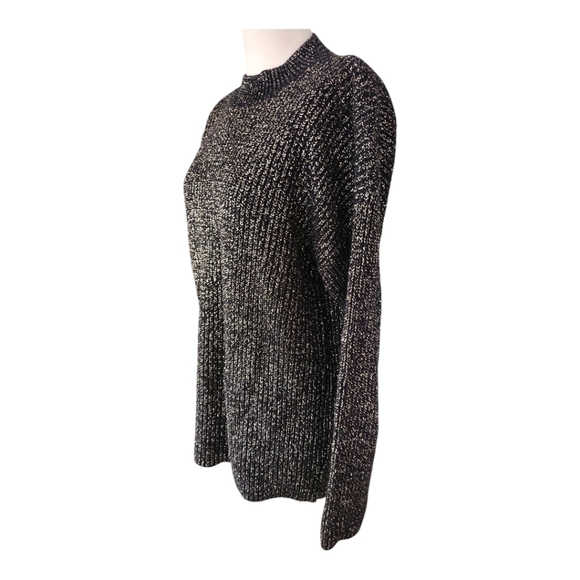 Vintage Carriage Court Metallic Knit Sweater Tunic Black Gold Made in USA - Picture 8 of 9